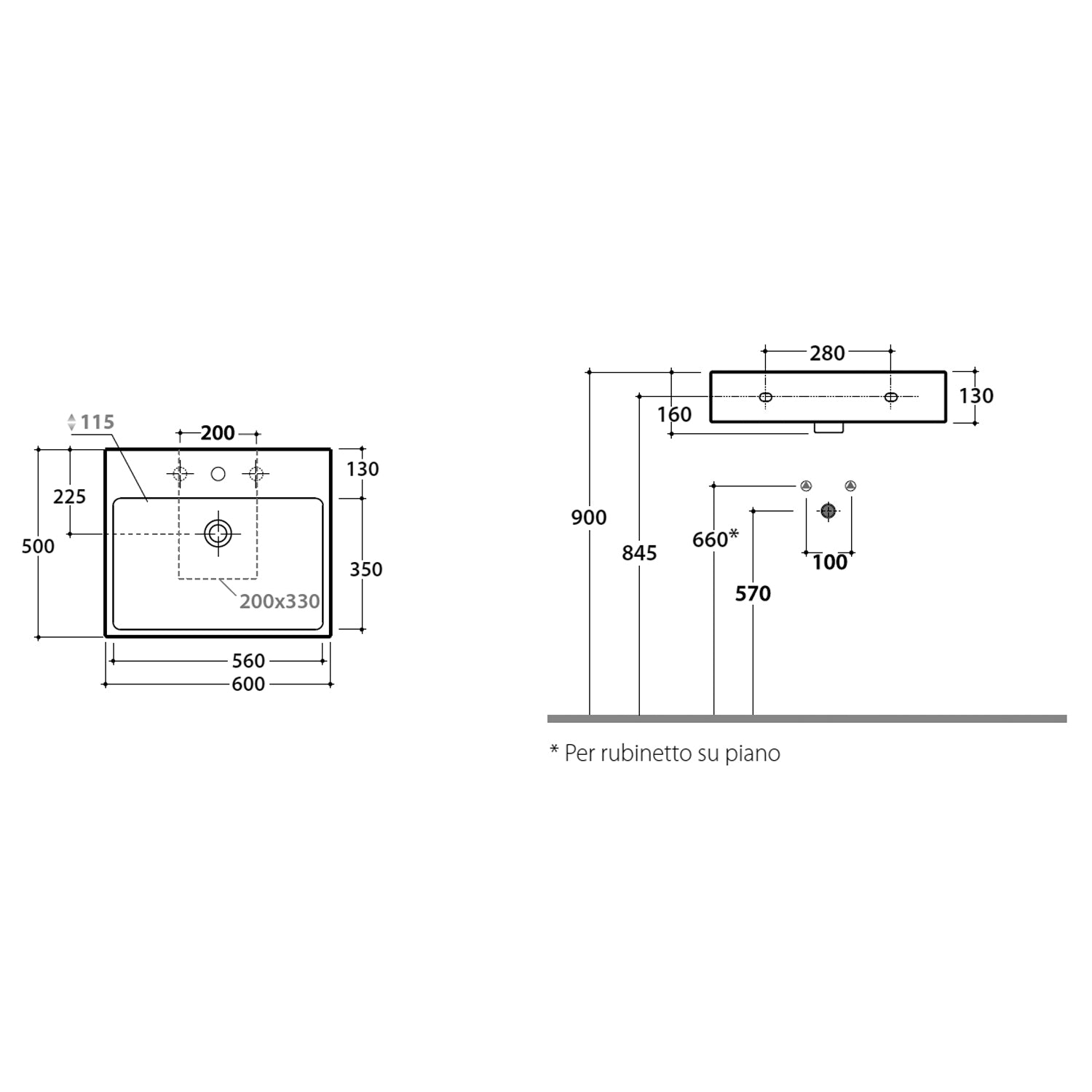 Lavabo Sospeso o da Appoggio di Ceramica Globo modello Classic 60x50