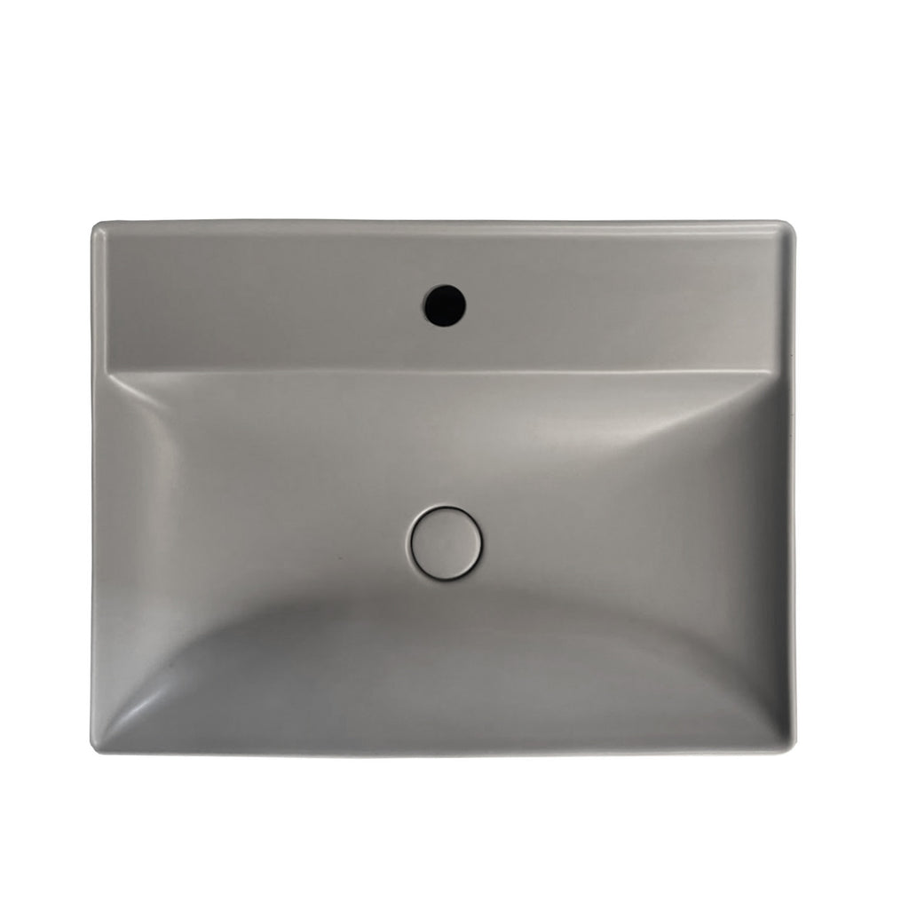 Lavabo da appoggio o sospeso Globo modello T-Edge 60x47 cm finitura grigio chiaro