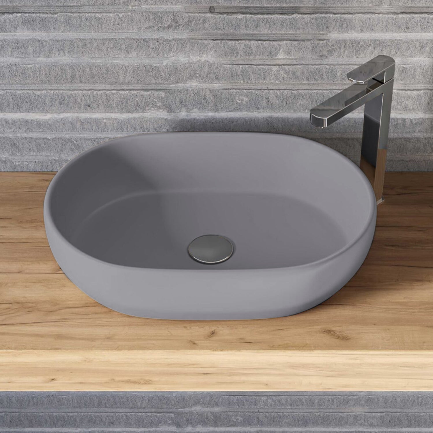 Lavabo d'appoggio ovale BathCore serie Viva 60