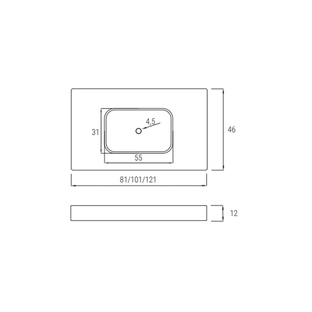 Lavabo sospeso rettangolare BathCore 81x46 cm - Bianco opaco