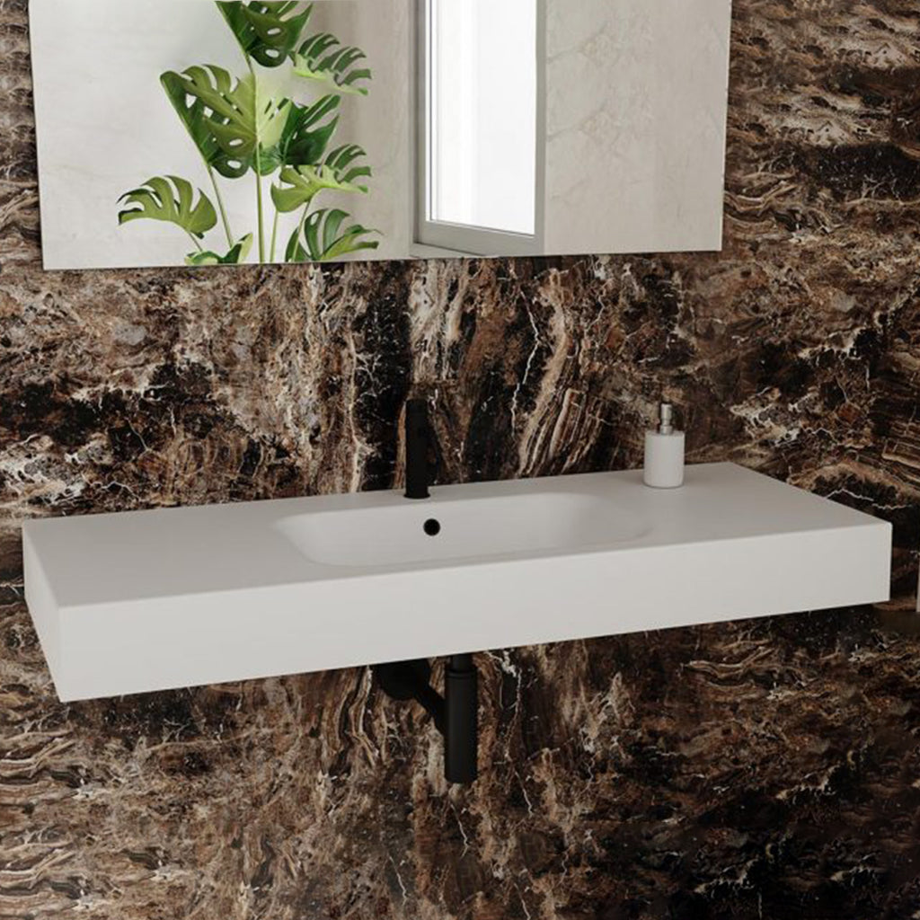 Lavabo sospeso rettangolare BathCore 101x46 cm - Bianco opaco