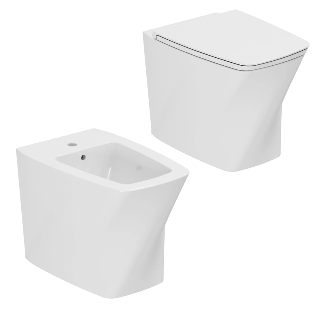 Coppia sanitari a terra Azzurra serie Hera 57x38x42 cm con sedile soft-close - Bianco lucido