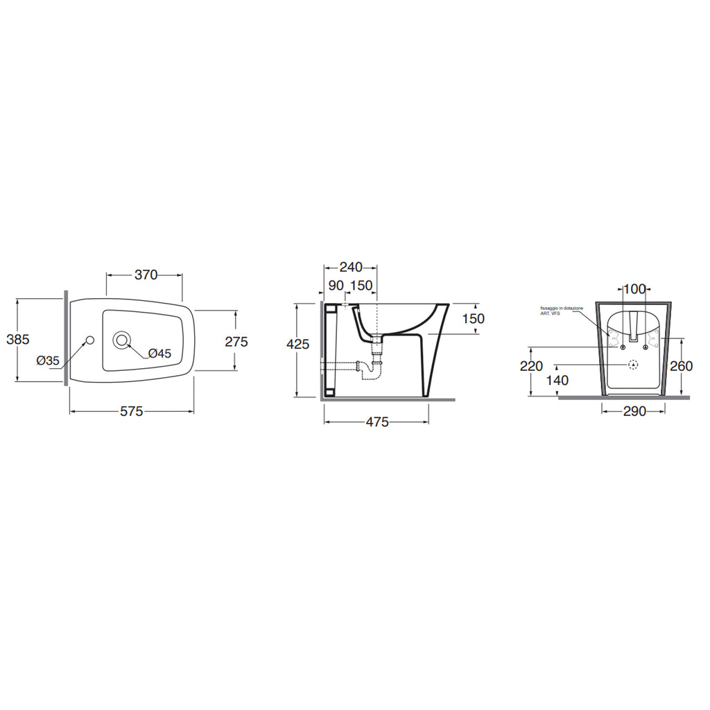 Coppia sanitari a terra Azzurra serie Hera 57x38x42 cm con sedile soft-close - Bianco lucido