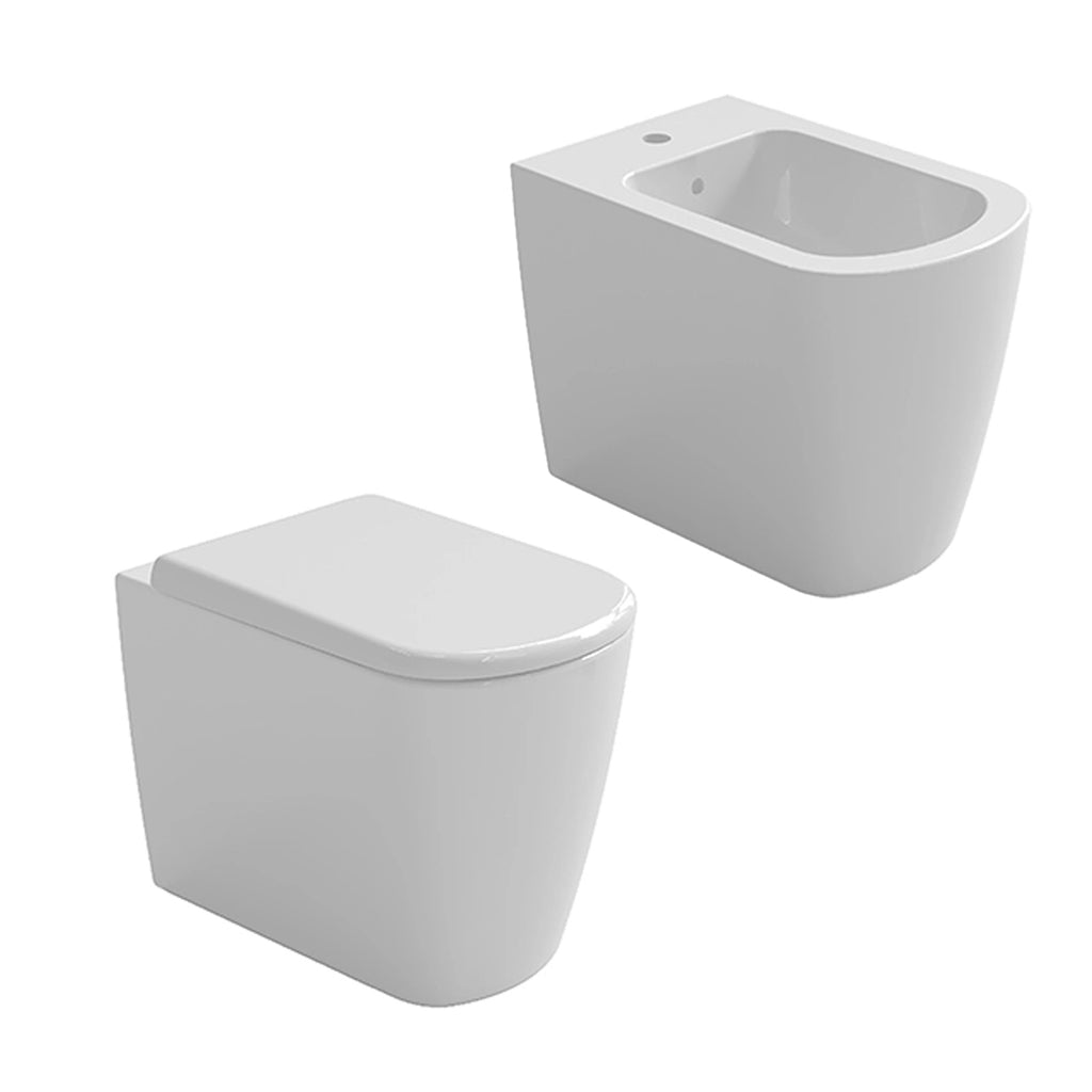 Coppia sanitari a terra Ceramica Azzurra serie Aurea 55x36x43 cm con sedile soft-close - Bianco lucido