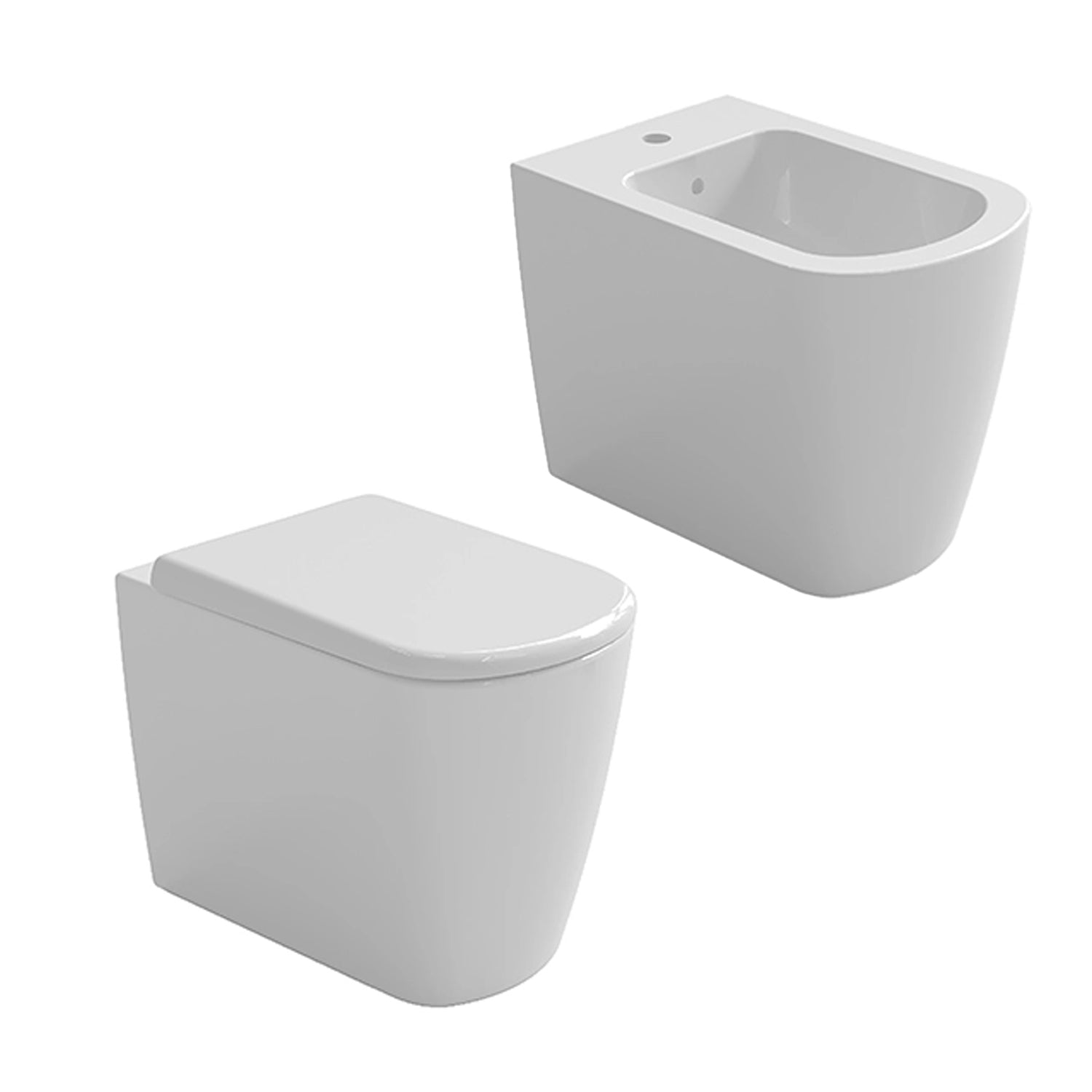 Coppia sanitari a terra Ceramica Azzurra serie Aurea 55x36x43 cm con sedile soft-close - Bianco lucido