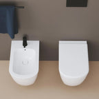 Coppia sanitari sospesi Ceramica Azzurra serie Aurea 55x36x33 cm con sedile soft-close - Bianco lucido