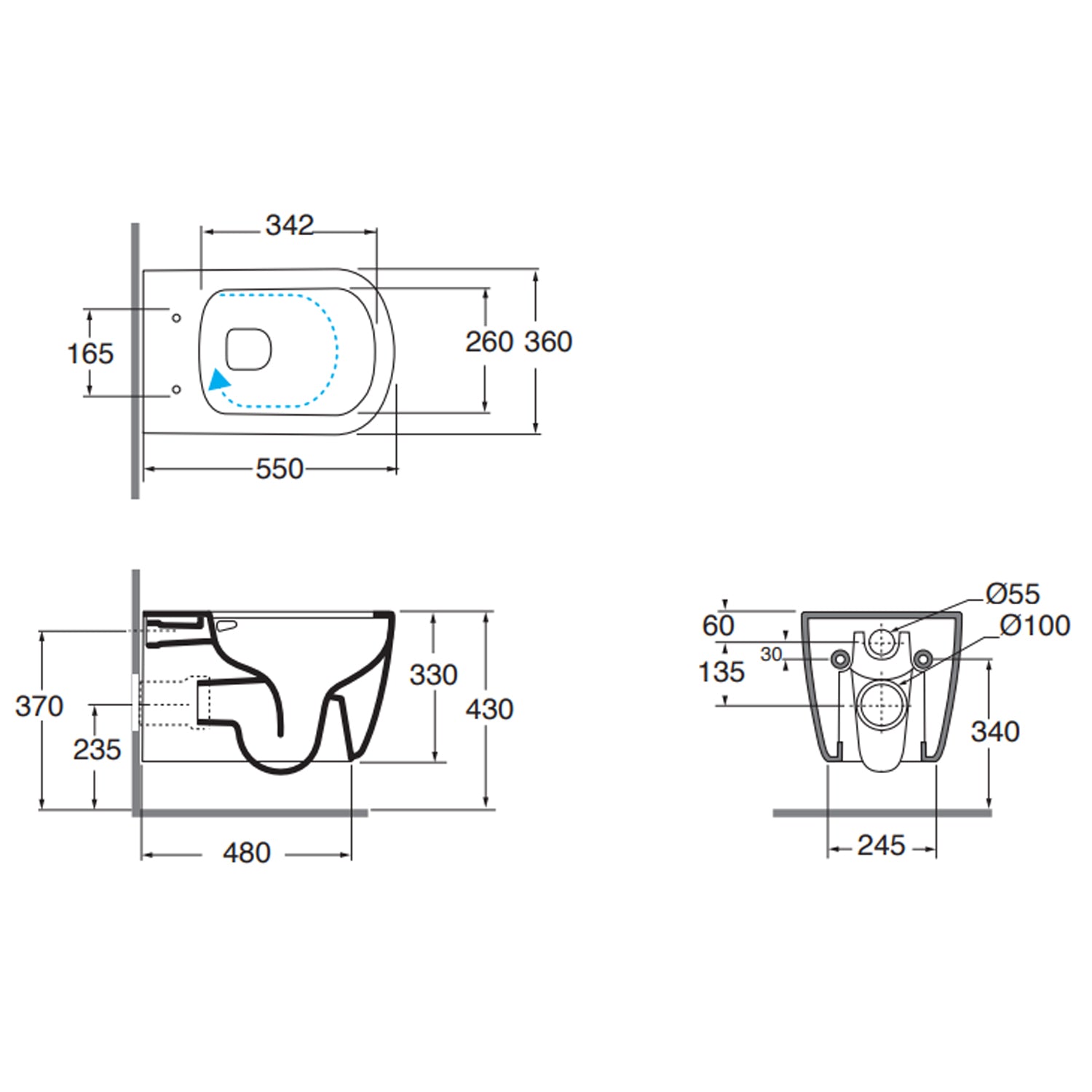Coppia sanitari sospesi Ceramica Azzurra serie Aurea 55x36x33 cm con sedile soft-close - Bianco lucido