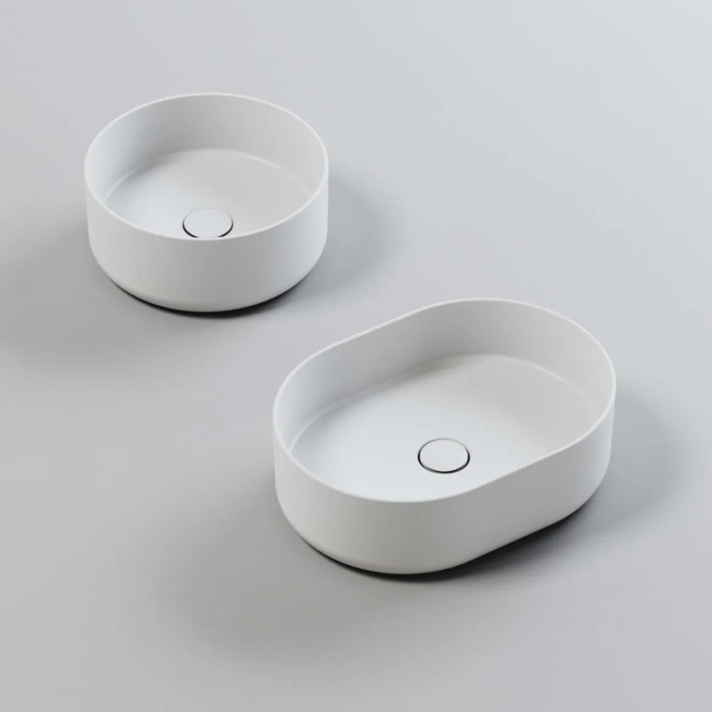 Lavabo rotondo Azzurra serie Aurea 55x40x17 cm - Bianco lucido