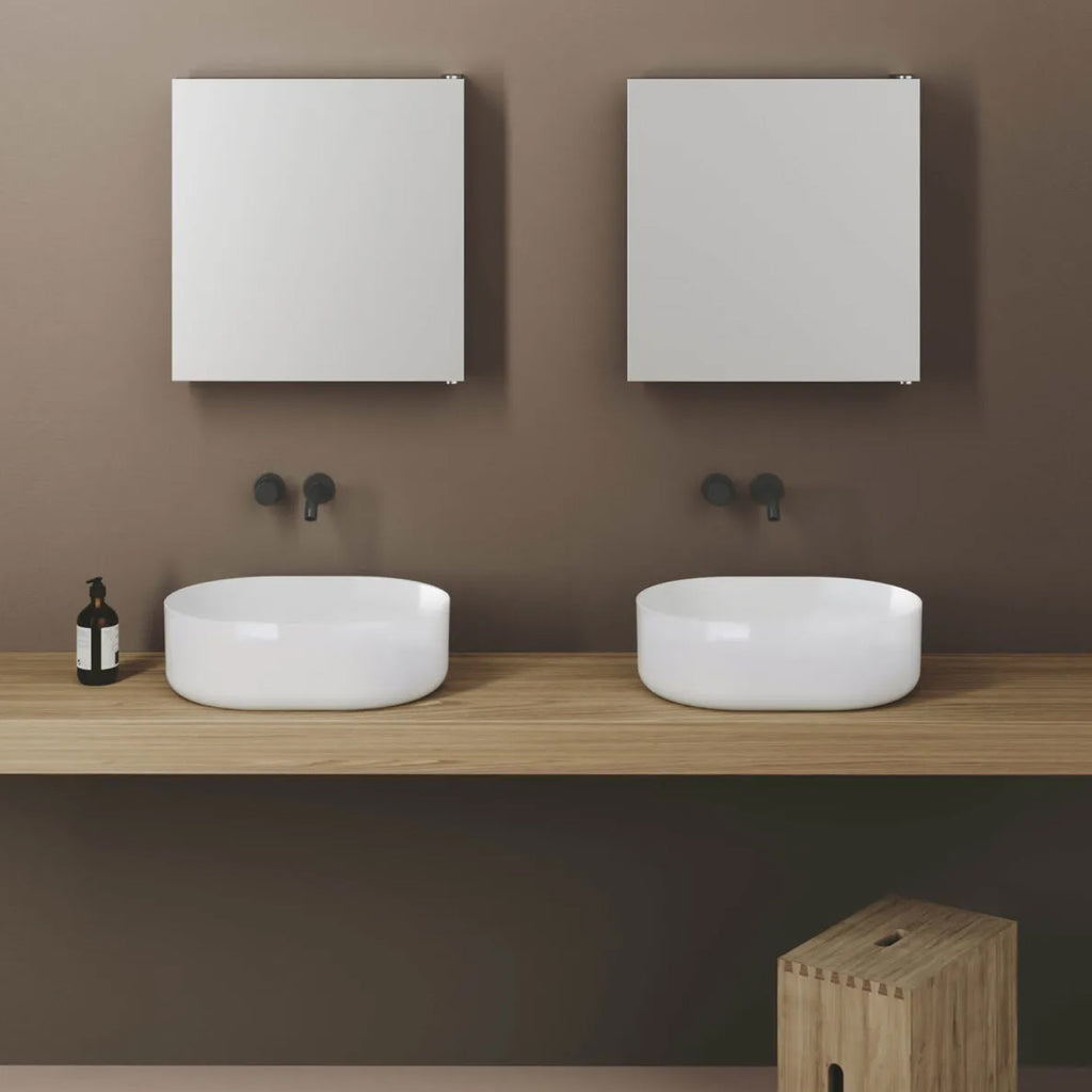 Lavabo rotondo Azzurra serie Aurea 55x40x17 cm - Bianco lucido