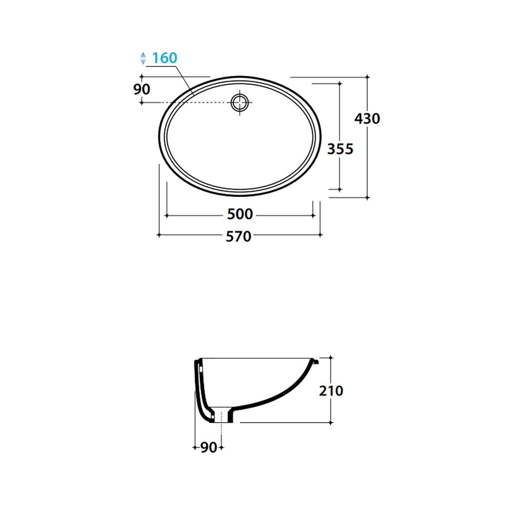 Lavabo a incasso Sibari 57x43x21 cm Ceramica Globo - Bianco lucido