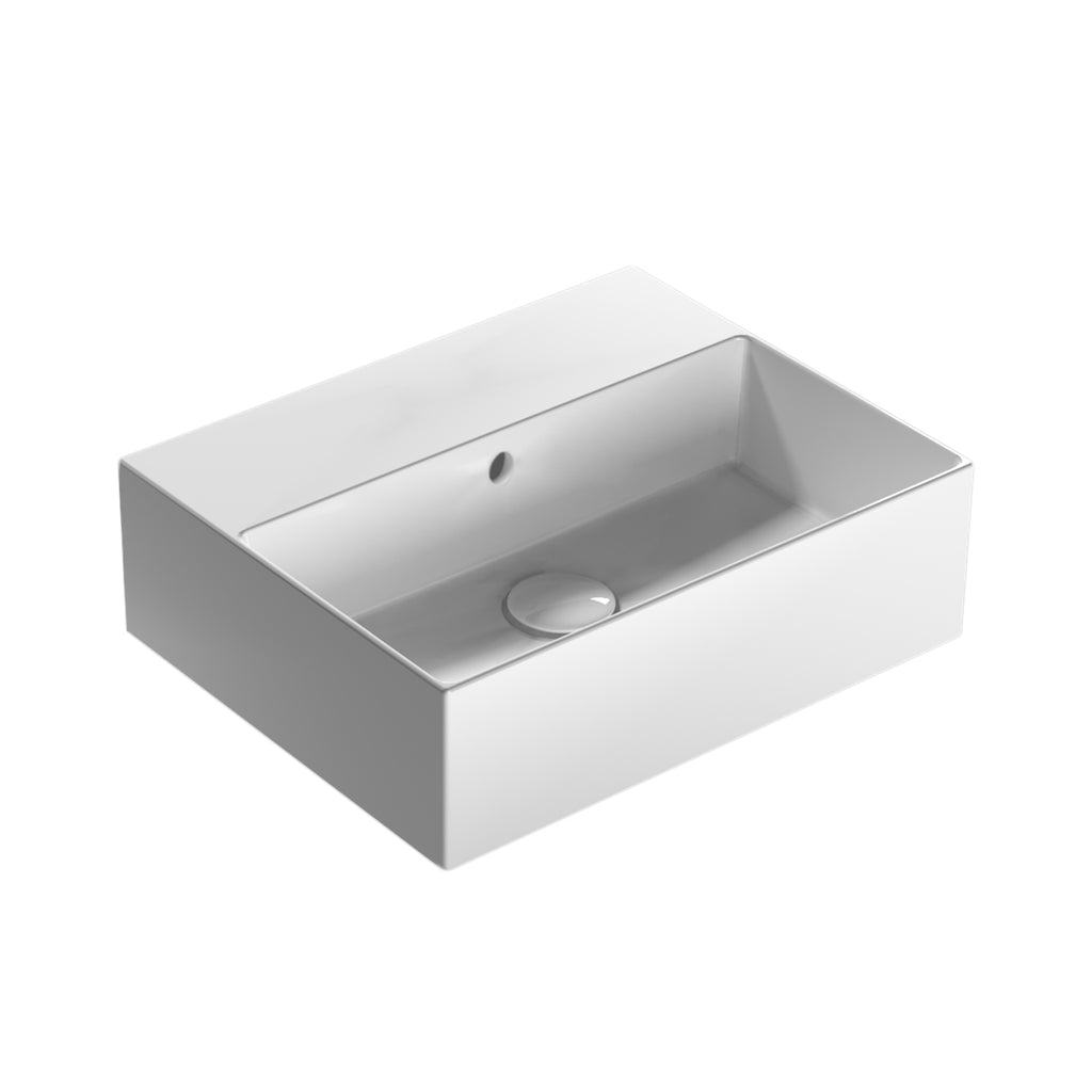Lavabo da appoggio T-Edge 46x37 cm Ceramica Globo - Bianco lucido