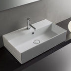 Lavabo da appoggio o sospeso T-Edge 61x37 cm Ceramica Globo - Bianco lucido