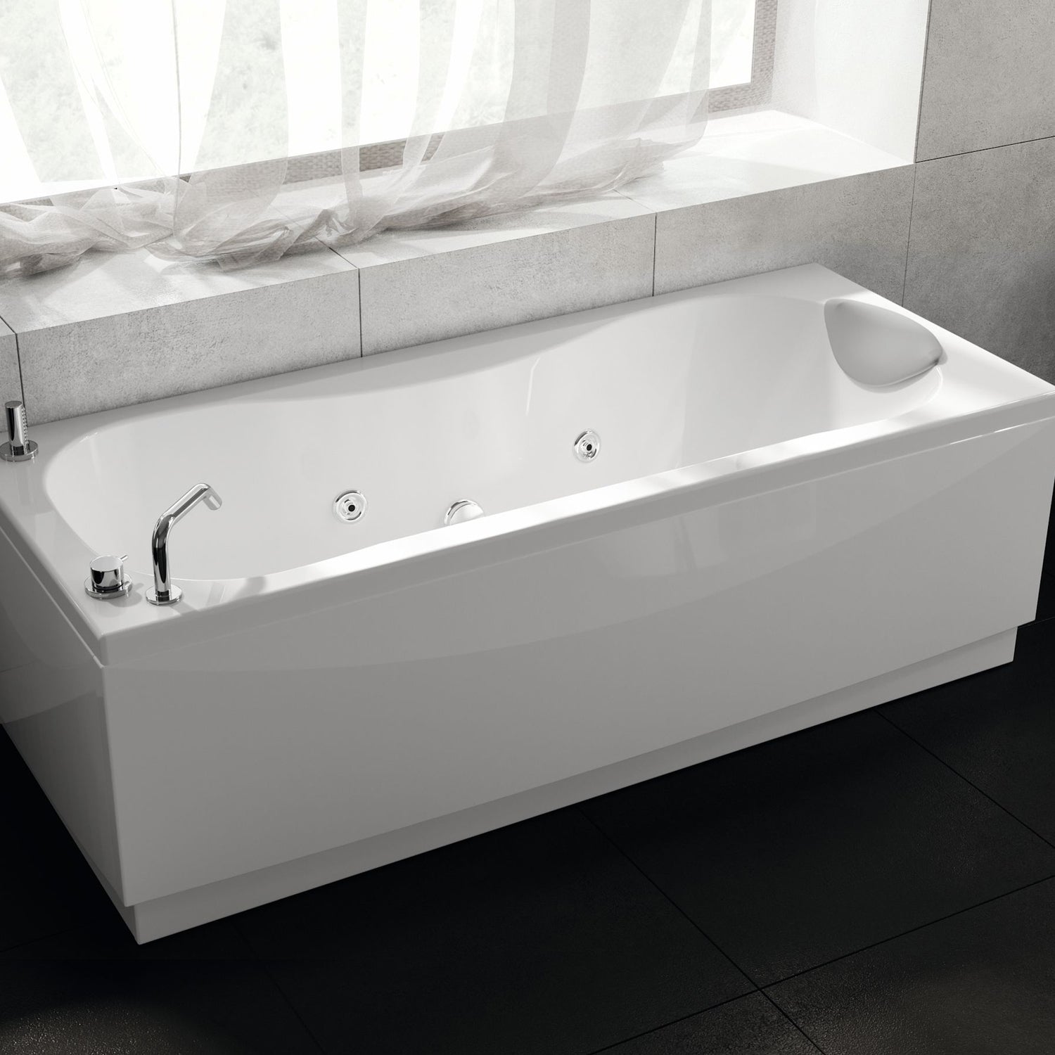 Vasca da bagno rettangolare idromassaggio modello Marea cm 160x70