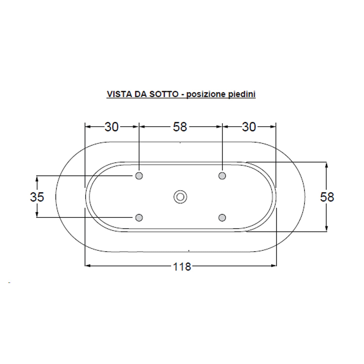 Vasca da bagno modello Inka 180x80cm in acrilico bianco lucido