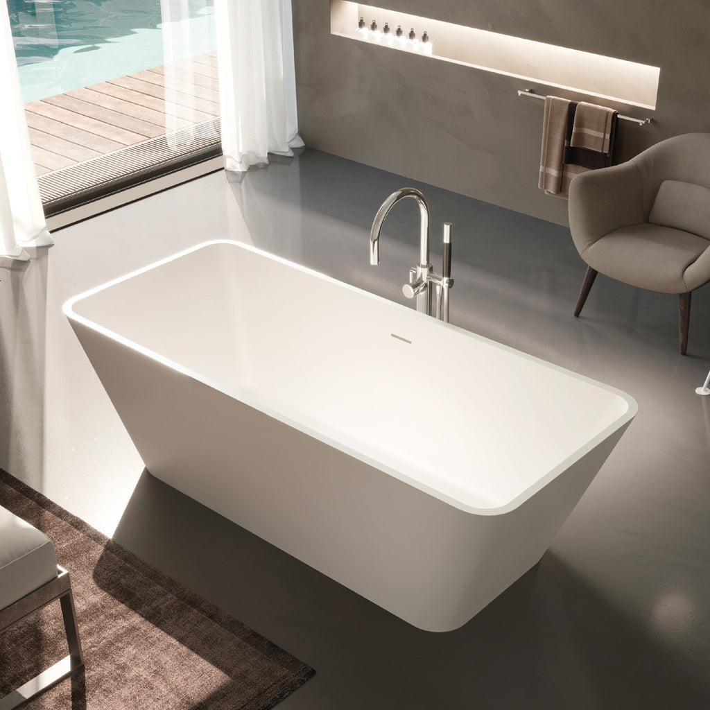 Vasca da bagno modello Viva 165x70cm in solid surface bianco opaco