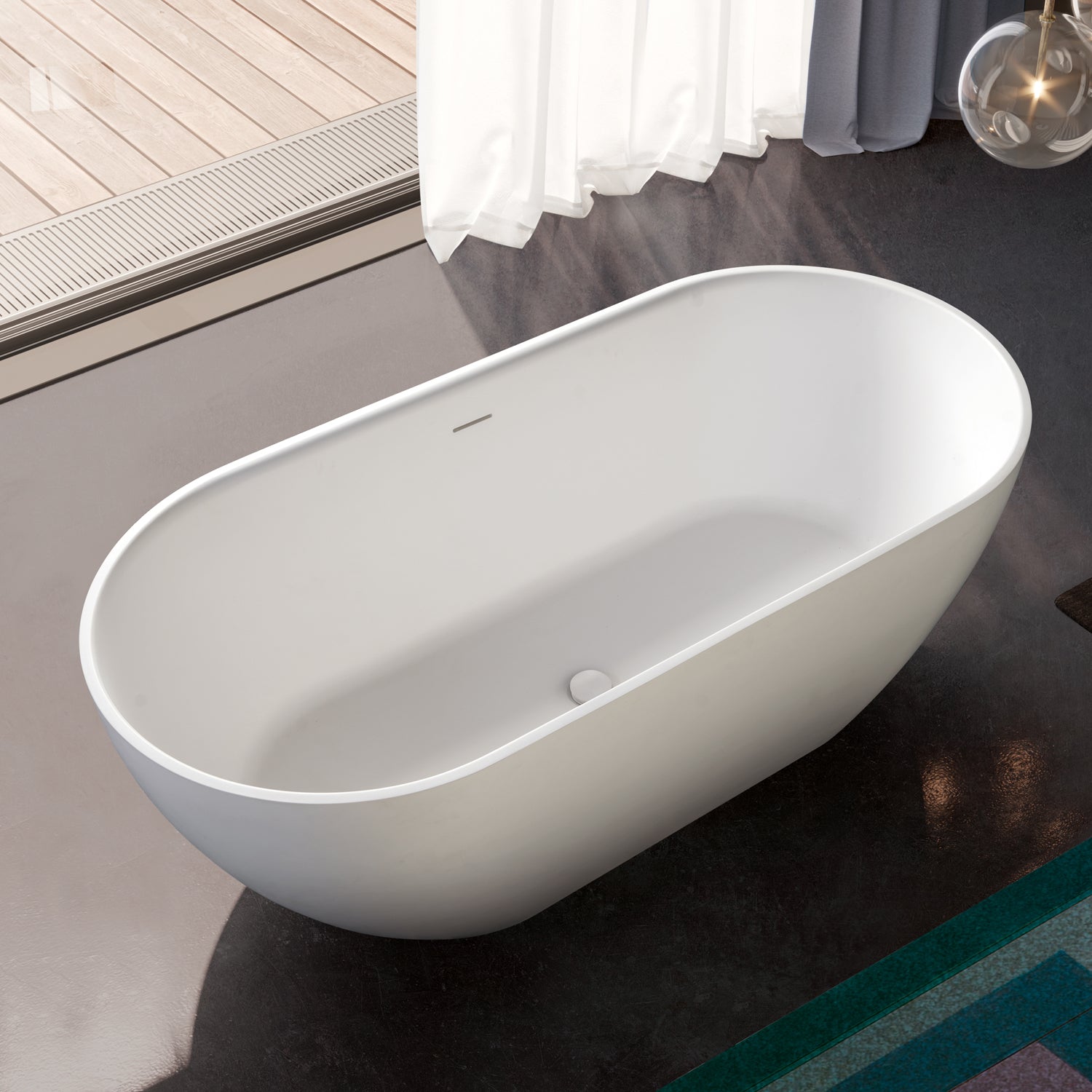 Vasca da bagno modello Clivia 170x80cm in solid surface bianco opaco