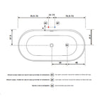 Vasca da bagno modello Clivia 170x80cm in solid surface bianco opaco