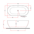 Vasca da bagno modello Clivia 170x80cm in solid surface bianco opaco