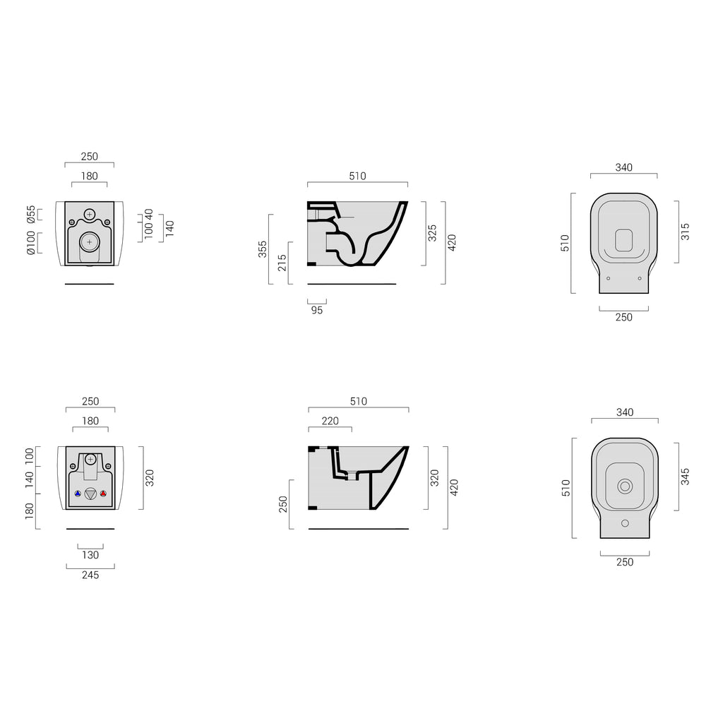 Sanitari senza brida sospesi Domus Falerii F50 Special Wc