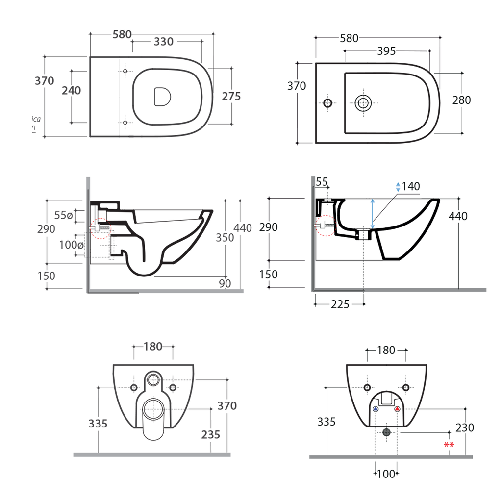 Sanitari Sospesi Ceramica Globo Stockholm WC + BIDET + SEDILE Soft Close