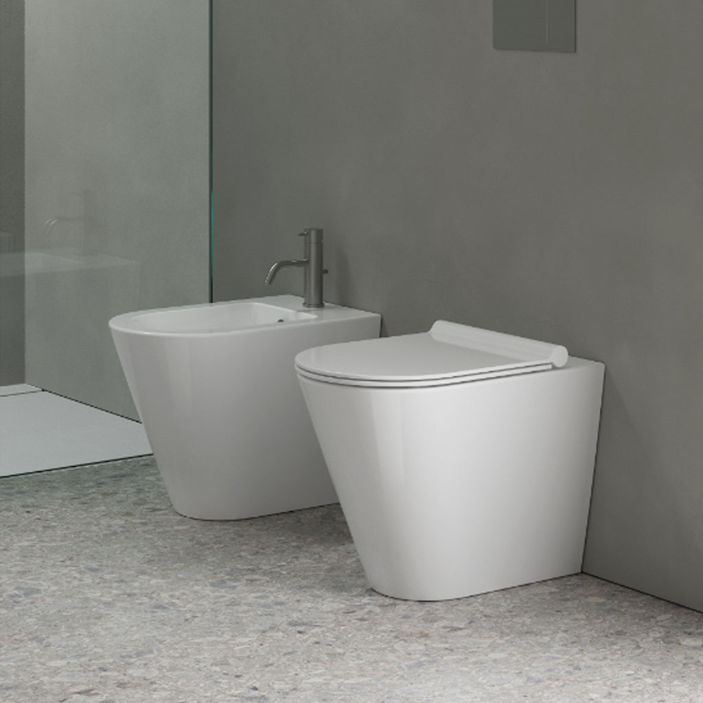 Wc filomuro a scarico traslato Ceramica Catalano Zero 55 - Bianco Lucido