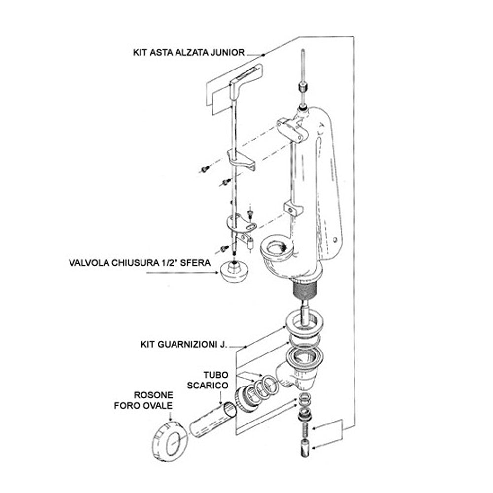 Batteria di Scarico Catis per cassetta in ceramica con pulsante basso