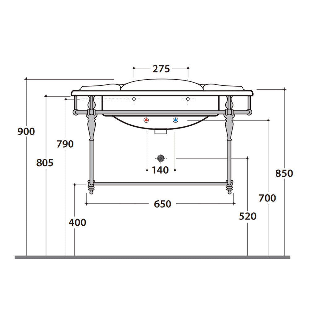 Struttura in ottone cromato per lavabo PA056BI modello Paestum Ceramica Globo - LAVABO NON INCLUSO