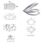 Vaso sospeso in ceramica con sedile in duroplast a chiusura soft close modello Paestum di Ceramica Globo cm 57x38
