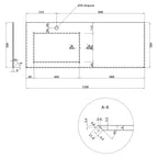 Lavabo in HPL con vasca a sinistra e piano d'appoggio a destra cm 120 color miele 2623/26