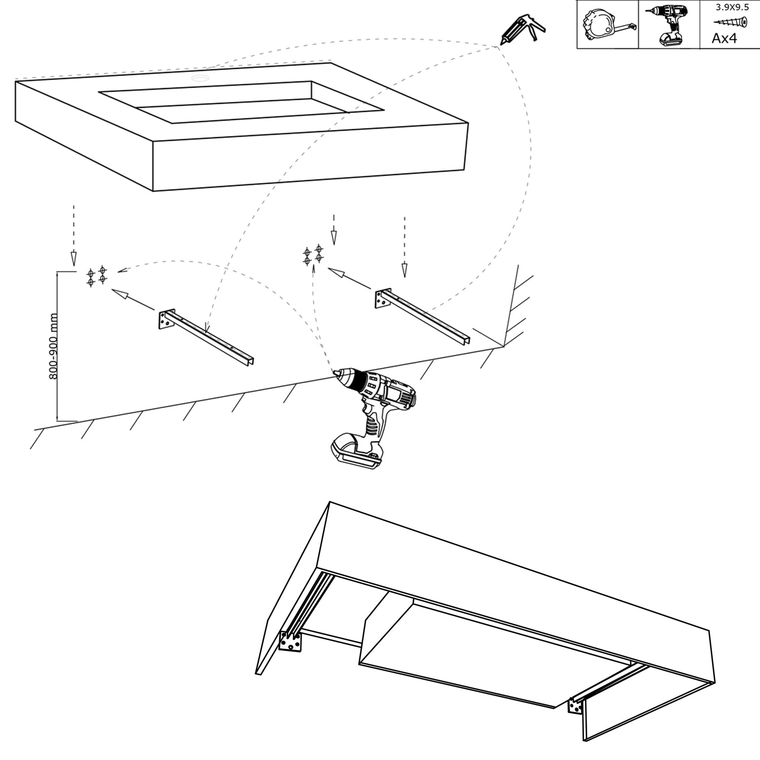 Lavabo in HPL con vasca a sinistra e piano d'appoggio a destra cm 120 color miele 2623/26