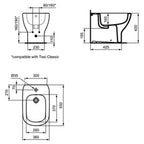 Bidet filoparete Ideal Standard modello Tesi 36x 55 cm