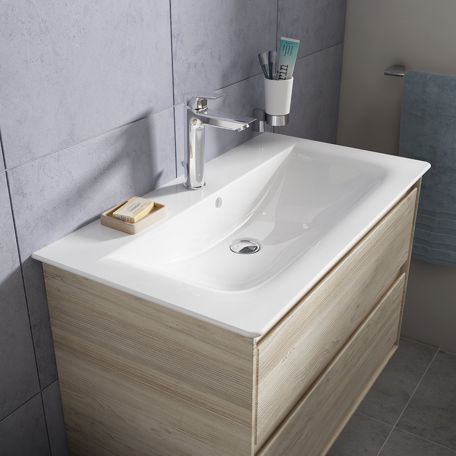 Lavabo top sospeso da 84 cm Ideal Standard Connect AIR bianco
