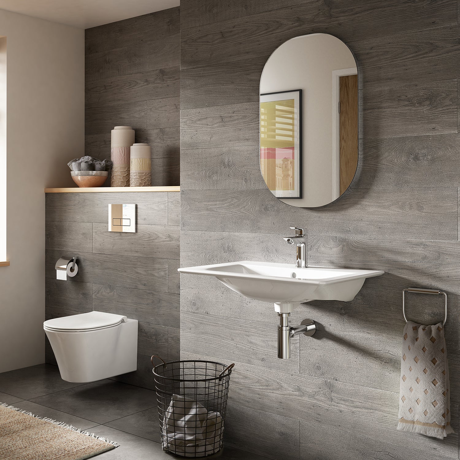 Lavabo top sospeso da 64 cm Ideal Standard Connect AIR bianco