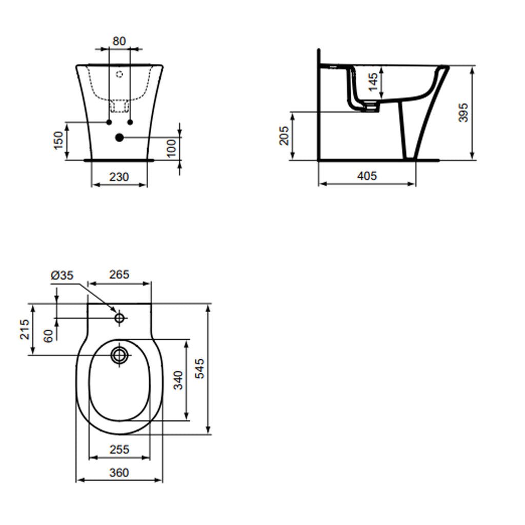Bidet monoforo installazione filo parete modello Connect AIR Ideal Standard
