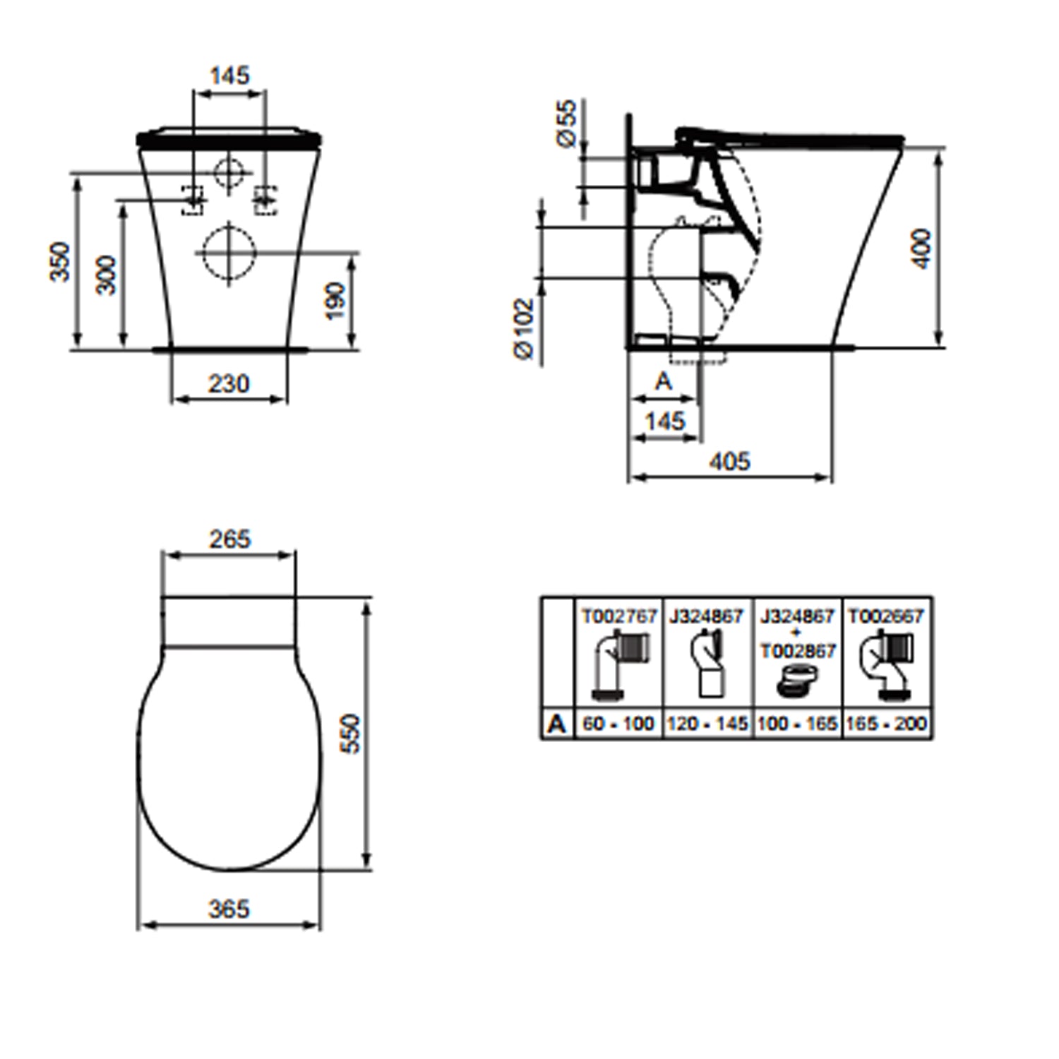 Vaso filomuro Ideal Standard Connect Air con sedile a chiusura tradizionale