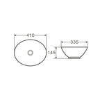 Lavabo ovale d'appoggio bianco opaco 41x33.5x14.5 in ceramica linea Luma di BathCore