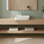 Lavabo monoforo d'appoggio bianco opaco 50x40x13.5 in ceramica BathCore linea Luma