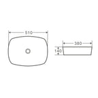 Lavabo  d'appoggio bianco opaco 51x38x14 in ceramica BathCore linea Luma