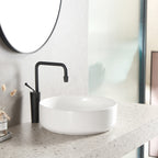 Lavabo tondo d'appoggio bianco opaco 33.5x12cm in ceramica BathCore linea Luma