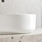 Lavabo tondo d'appoggio bianco opaco 33.5x12cm in ceramica BathCore linea Luma