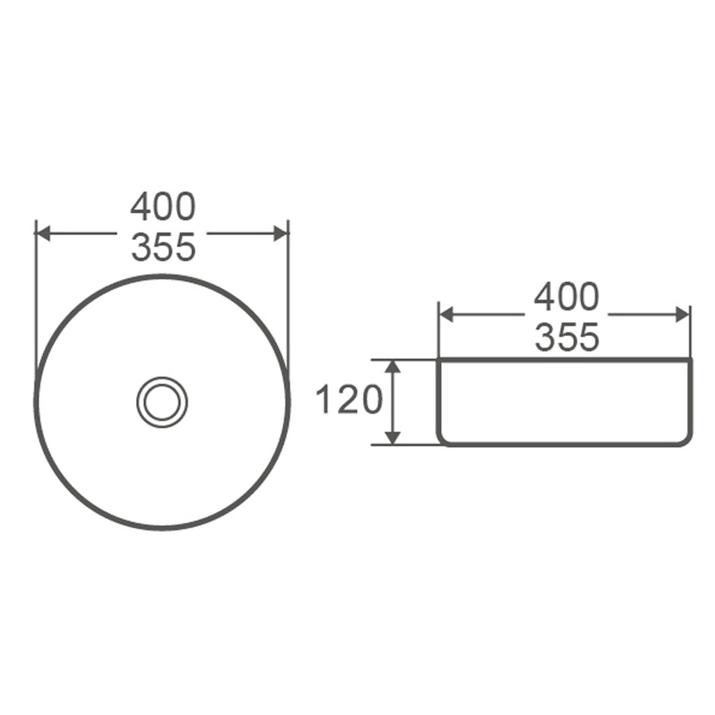 Lavabo tondo d'appoggio bianco opaco 33.5x12cm in ceramica BathCore linea Luma