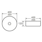 Lavabo tondo d'appoggio bianco opaco 33.5x12cm in ceramica BathCore linea Luma