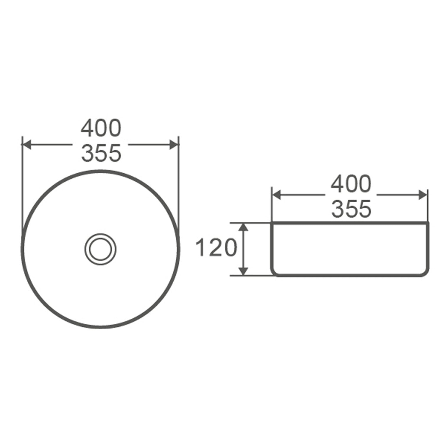 Lavabo tondo d'appoggio bianco opaco 33.5x12cm in ceramica BathCore linea Luma