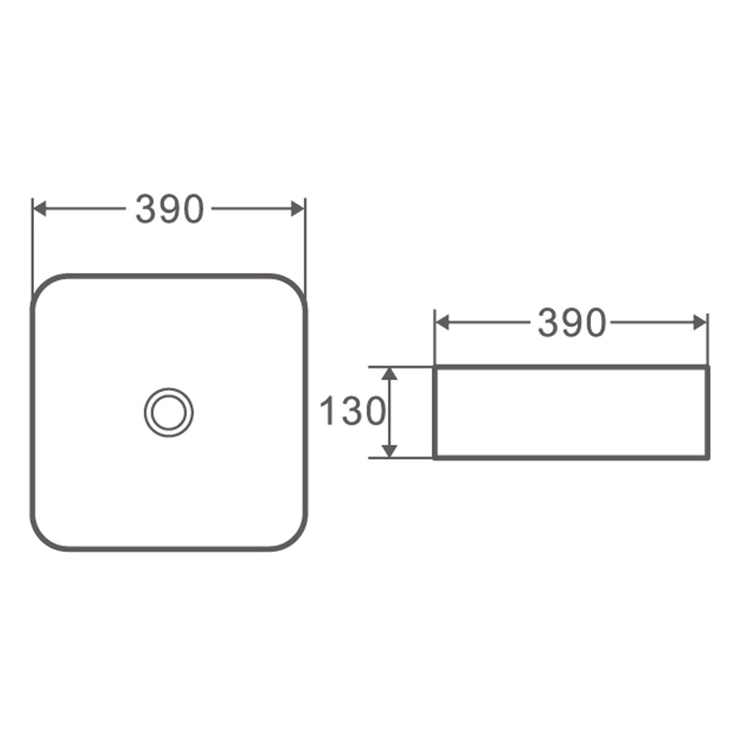 Lavabo d'appoggio bianco opaco 39x39x12cm in ceramica BathCore linea Luma