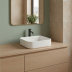 Lavabo d'appoggio bianco opaco 39x39x12cm in ceramica BathCore linea Luma