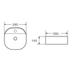 Lavabo monoforo d'appoggio bianco opaco 39x39x14cm in ceramica BathCore linea Luma