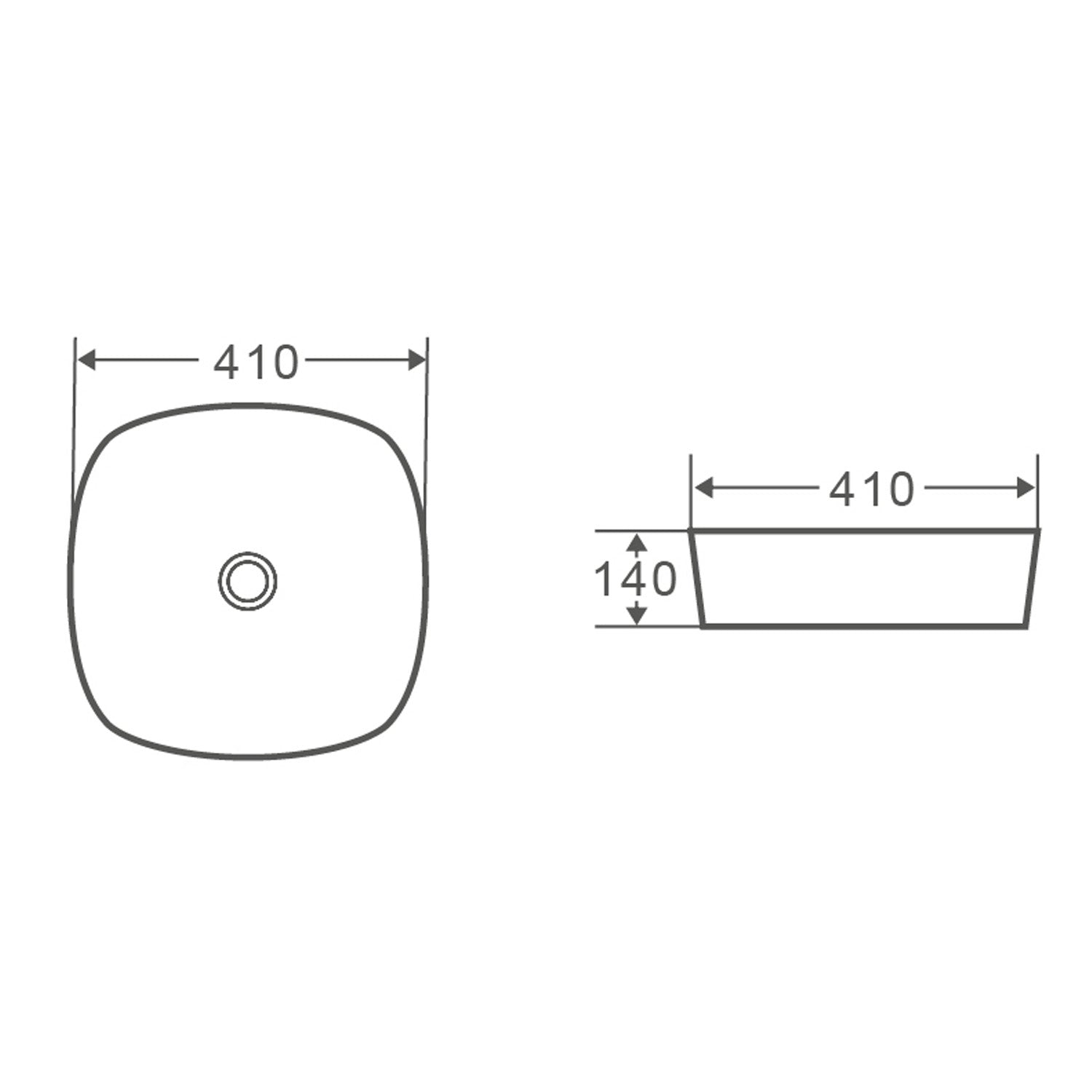 Lavabo d'appoggio bianco opaco 41x41x14cm in ceramica BathCore linea Luma