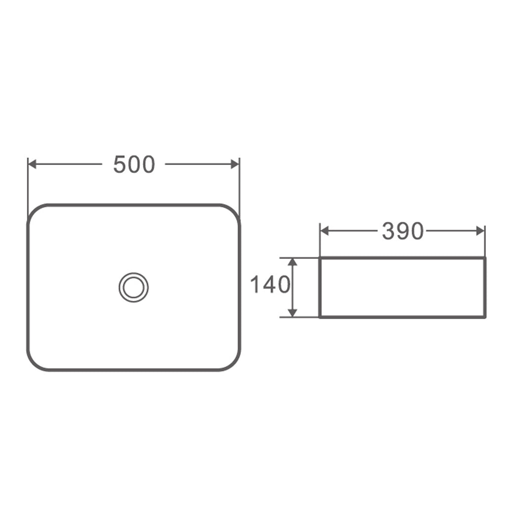 Lavabo d'appoggio bianco opaco 50x39x14cm in ceramica BathCore linea Luma