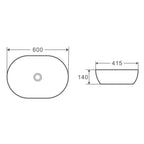 Lavabo d'appoggio bianco opaco 60x41x14cm in ceramica BathCore linea Luma