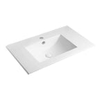 Consolle in ceramica con troppo pieno BathCore 72x46 cm - Bianco lucido